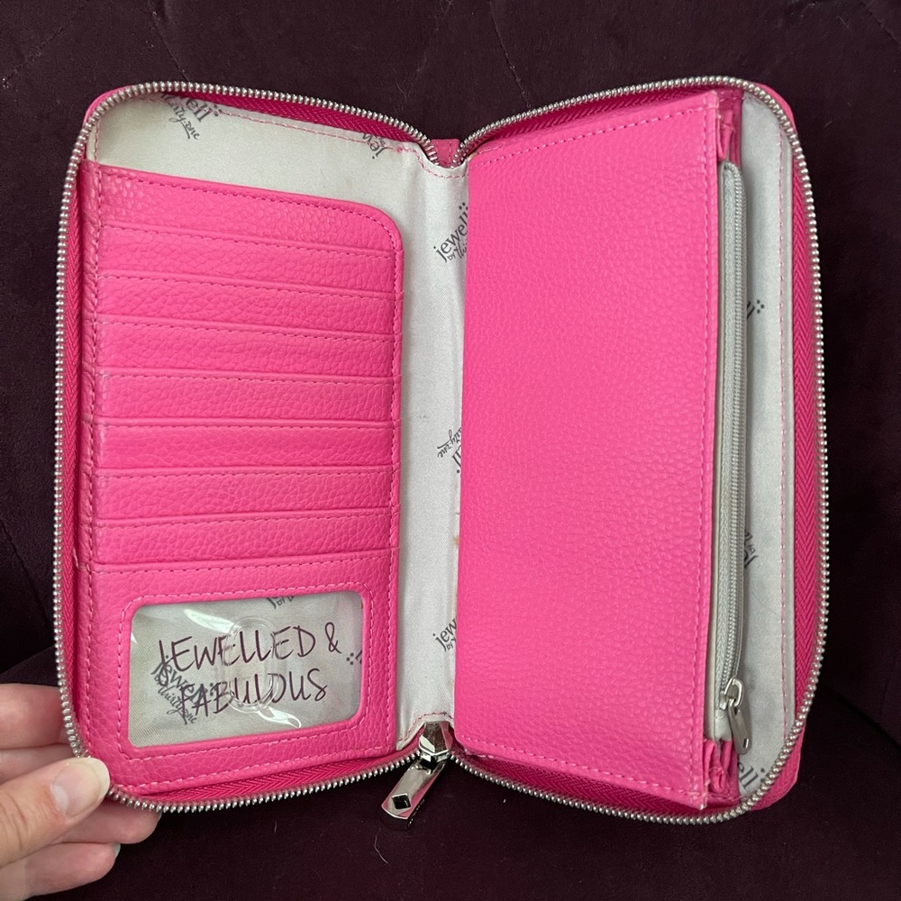 Hot pink wristlet zip around wallet